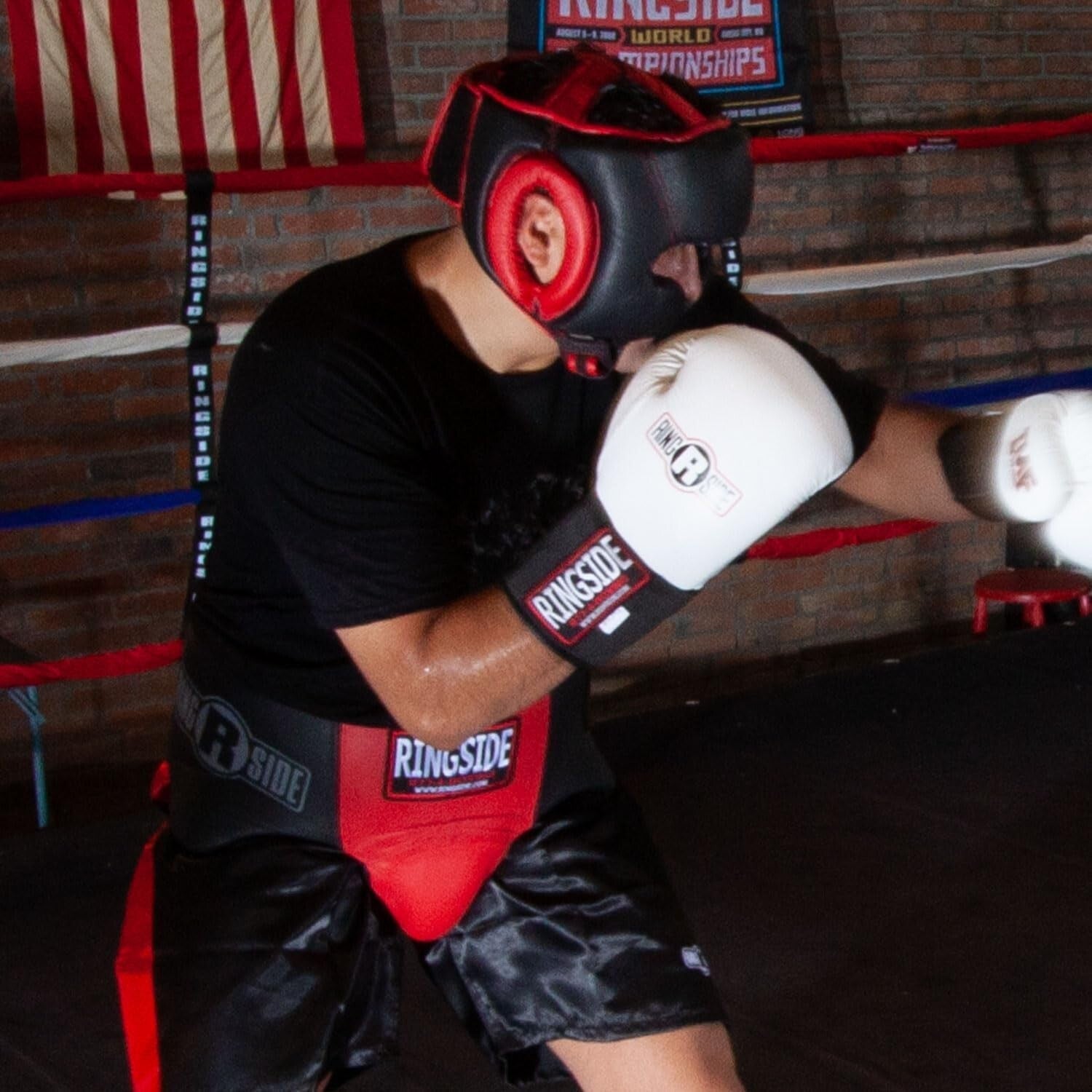 Adjustable Black Boxing Groin Protector - Lightweight With Hook and Loop Closure