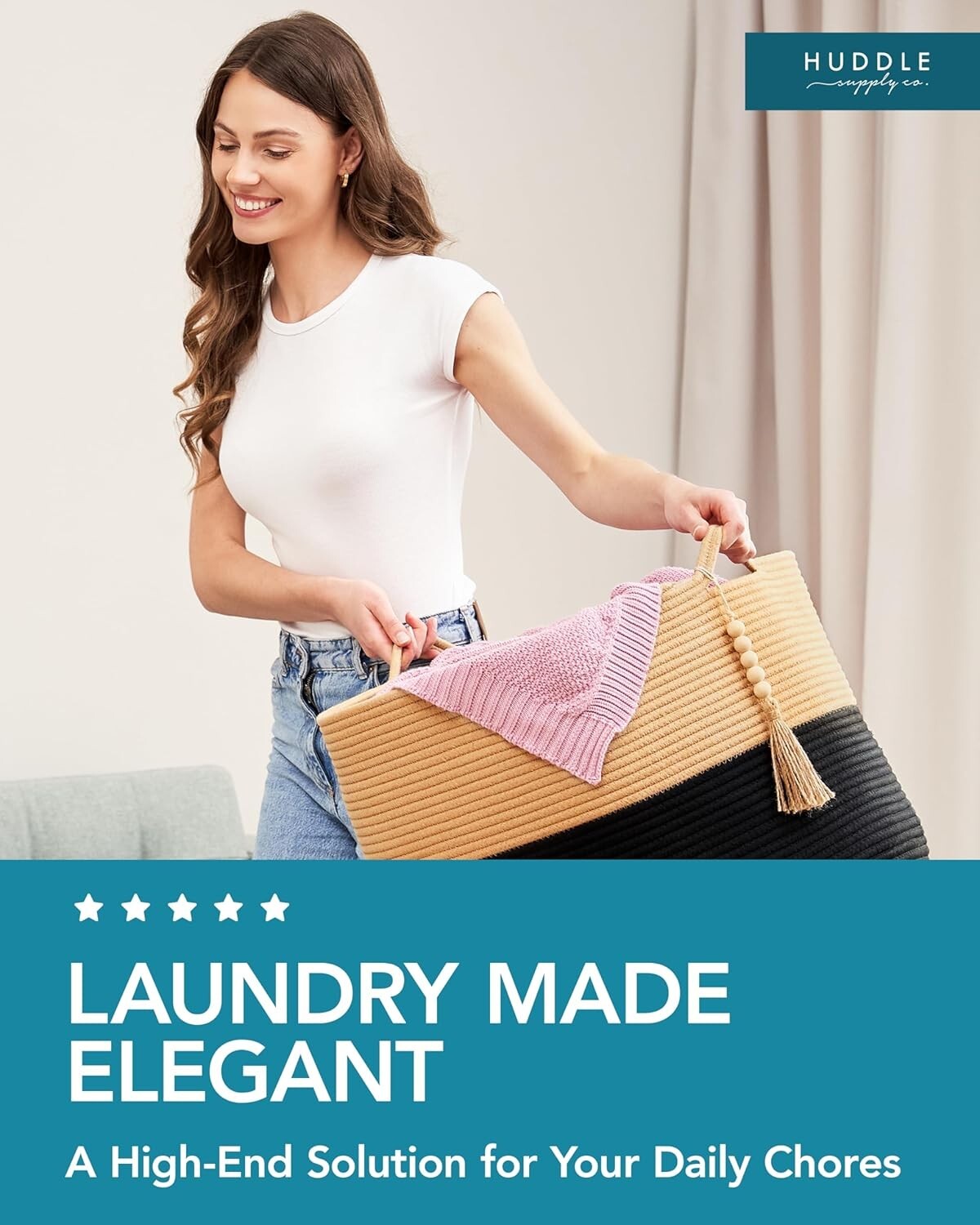 Elegant Washable Jumbo Basket Set - Black & Brown for Home Storage Purposes