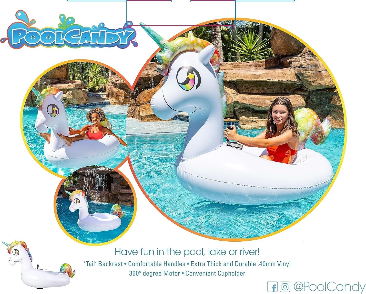 Durable 250 lb Capacity Motorized Unicorn Pool Float - Fun for Adults
