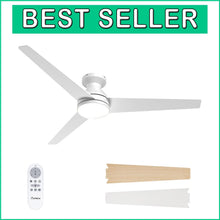 Load image into Gallery viewer, Reversible 52-Inch Ceiling Fan with Remote, Dimmable Light &amp; Indoor/Outdoor Use