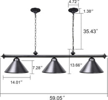 Load image into Gallery viewer, Vintage Black 3-Light Pool Table Light - Modern Industrial Chandelier Elegance