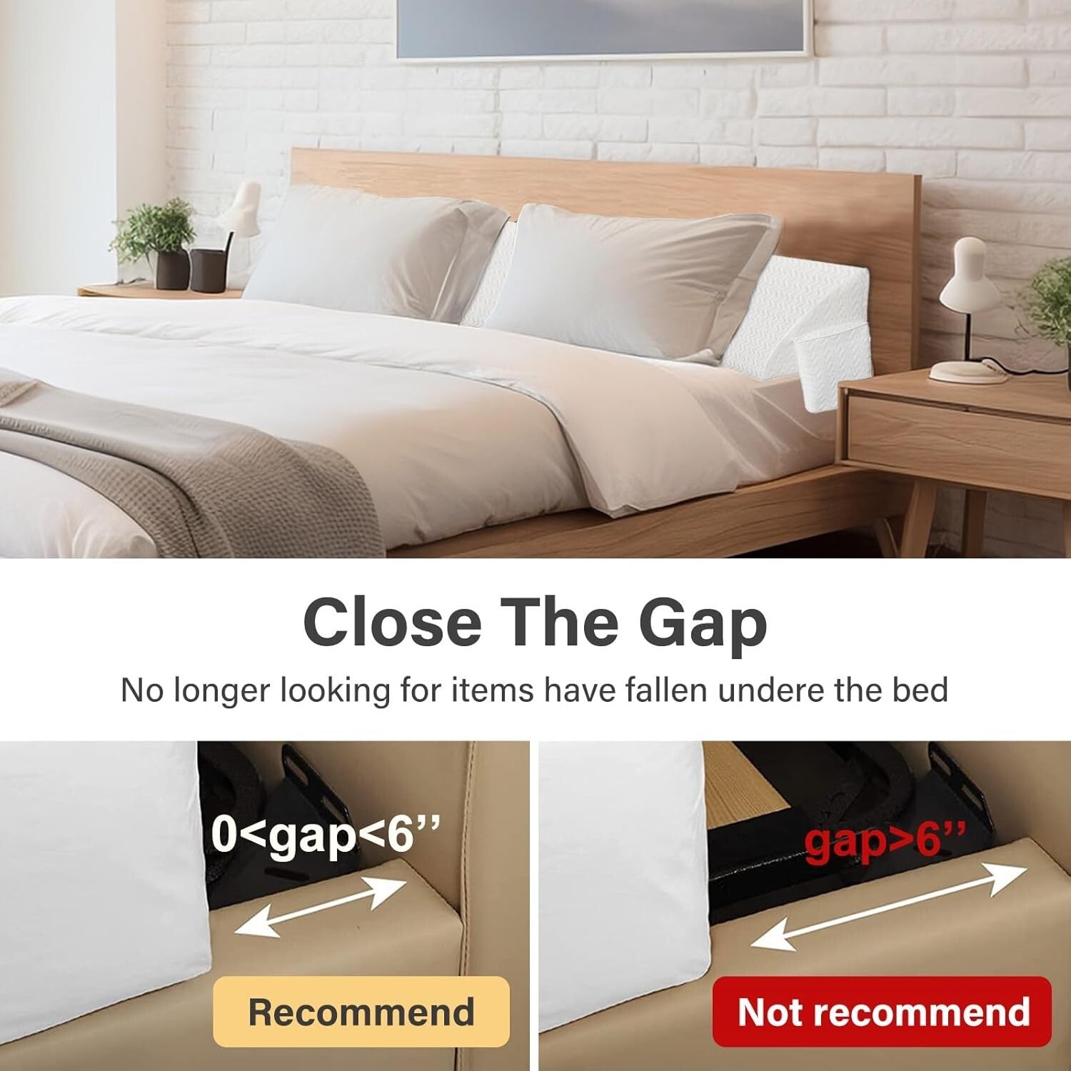 King Bed Wedge Pillow - Gap Filler with Storage Pockets for Ultimate Comfort