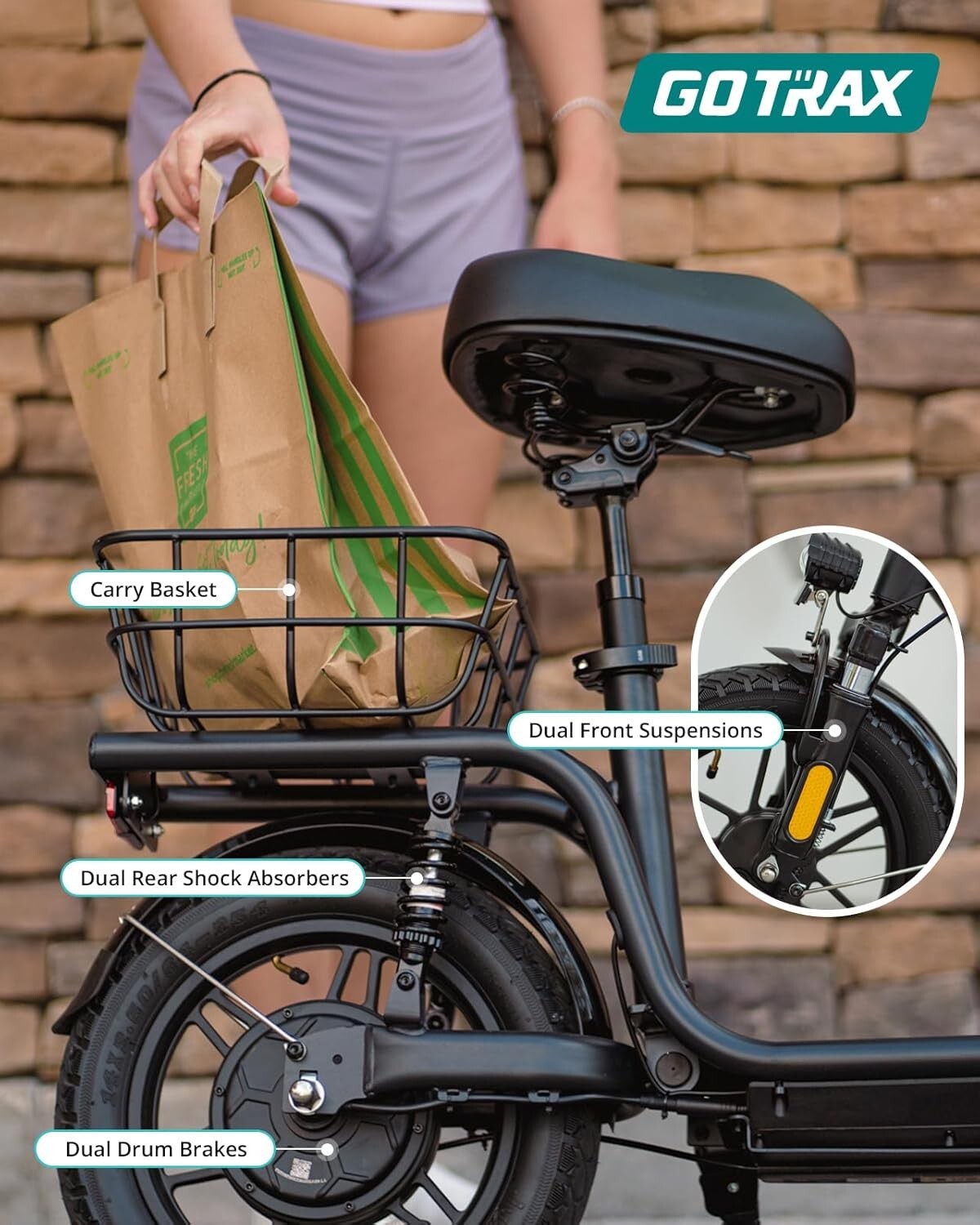 Adult Electric Commuter Scooter - Quiet Ride, Dual Drum Brakes, Wide Deck, 20mph