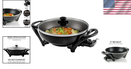 1400W Electric Skillet: Adjustable Temp & Nonstick, Perfect for Family Meals