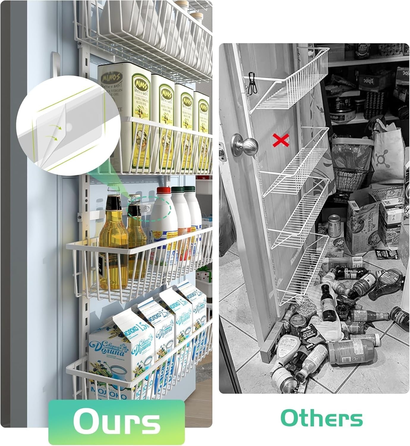 9-Tier White Hanging Shelves with Adjustable Baskets – Perfect for Pantry & More