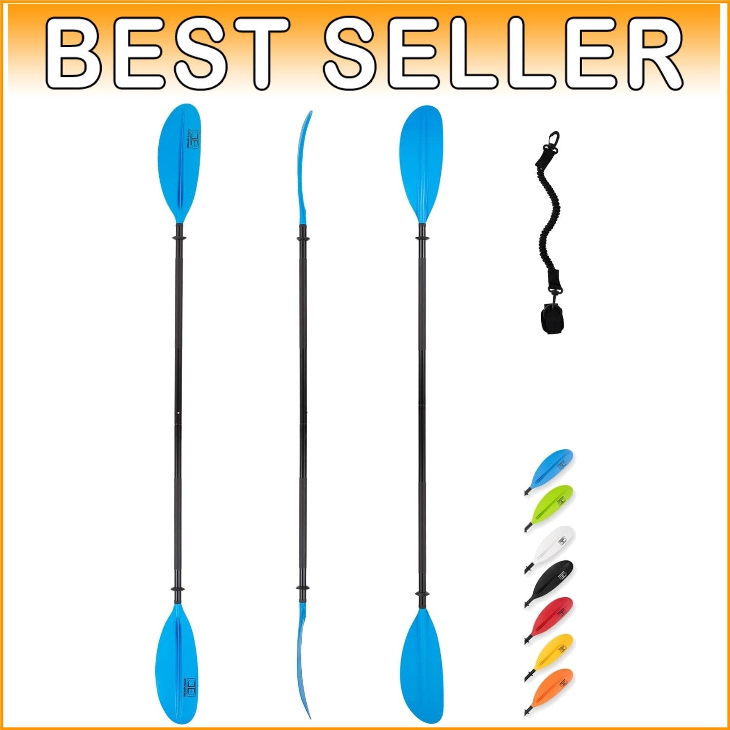 Durable Aluminum Alloy Kayak Paddle 95in with Bungee Leash & Adjustable Angles