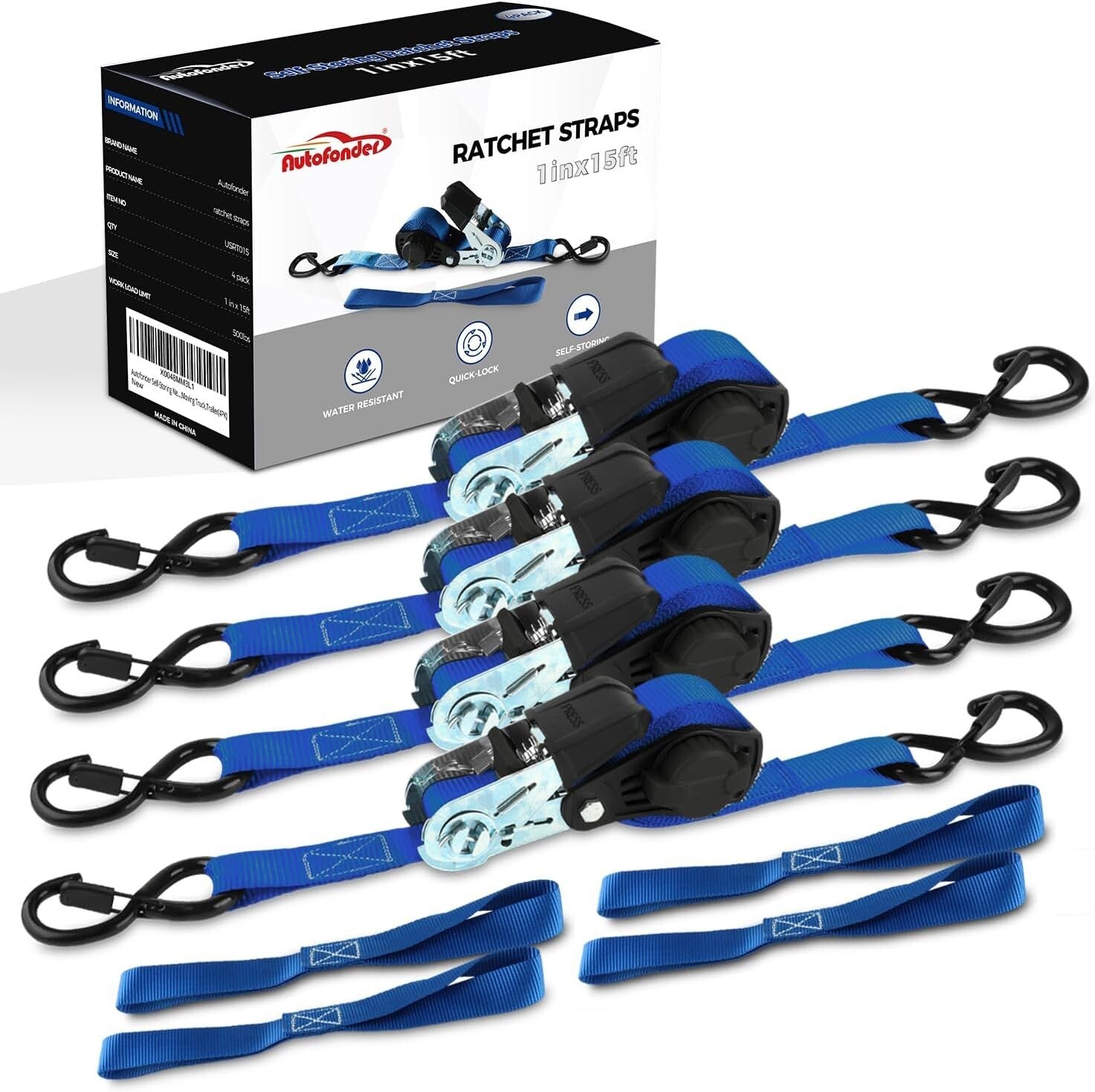 Durable Ratchet Strap Set with Safety Hooks - Ideal for Trucks and Trailers