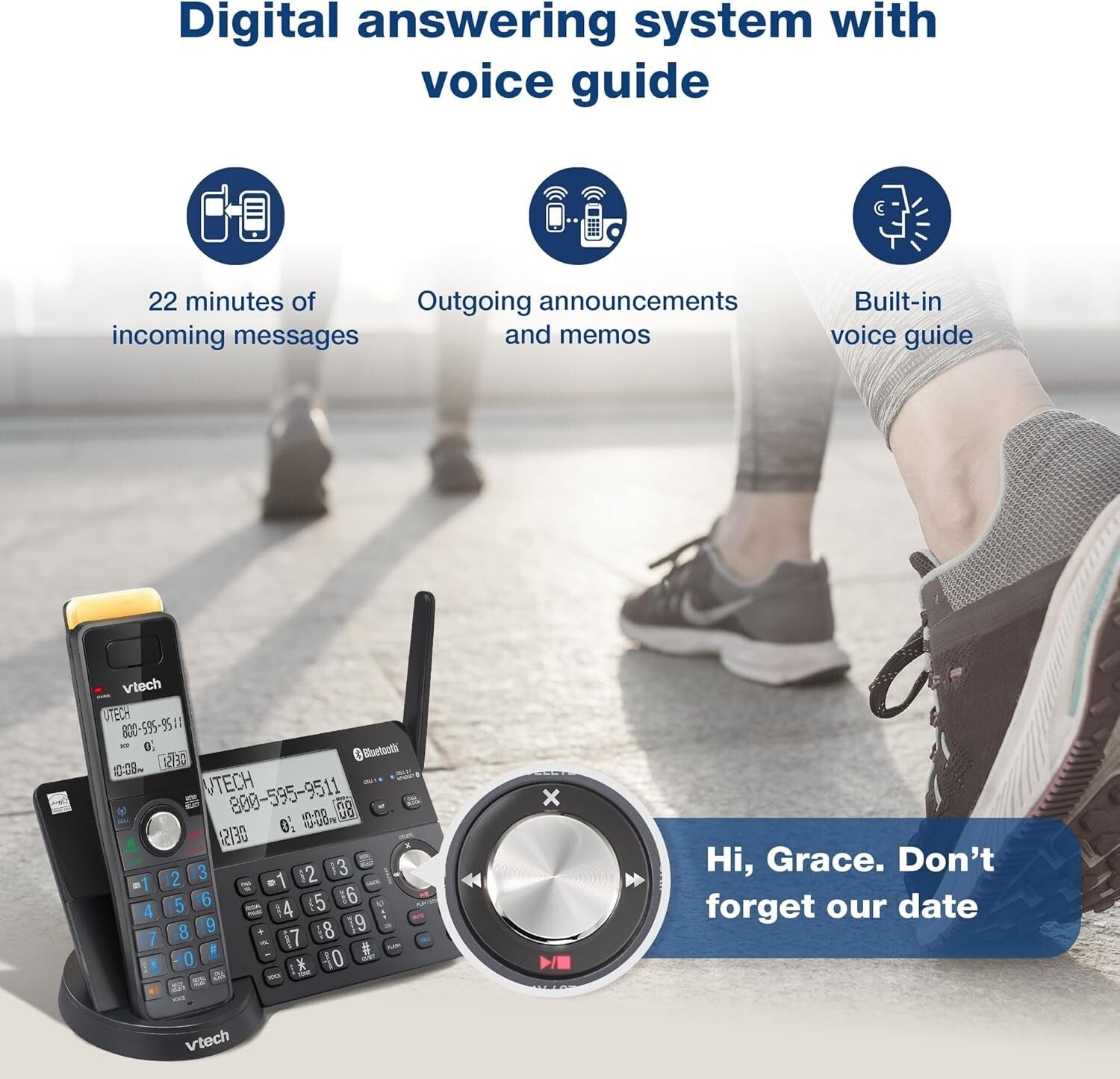 Ultimate Long Range 5-Handset DECT Phone with Bluetooth, 22 Min Answering System