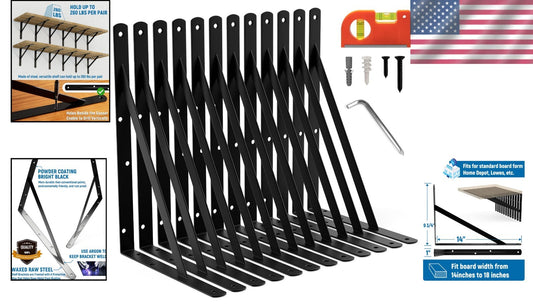Versatile 12 Pack 14 Inch Steel Shelf Brackets with Easy Installation Guide