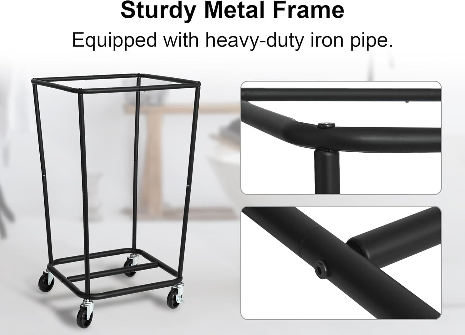 160L Rolling Canvas Laundry Basket with Wheels - Minimalist Beige Design