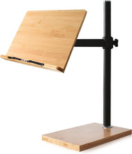 Load image into Gallery viewer, Height &amp; Angle Adjustable Bamboo Book Holder with Page Clips - 11 x 8 Inches