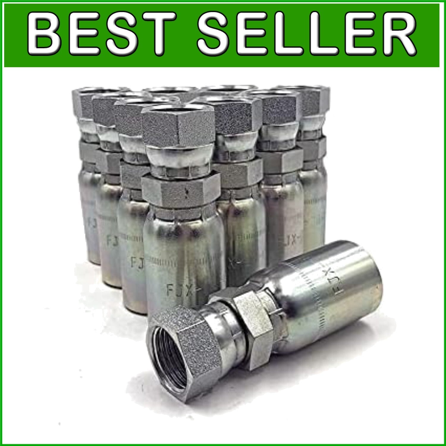 Corrosion-Resistant 10-Pack of 3/8" Hose x JIC 37° Fittings for Fluid Power