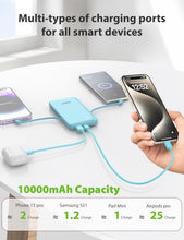 Load image into Gallery viewer, 10000mAh Portable Charger with Built-in Cables &amp; AC Wall Plug - Fast Charging