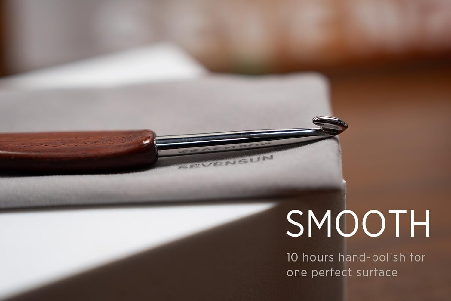 Ergonomic 5-Pack Crochet Hooks with Premium Stainless Steel & Bloodwood Handles