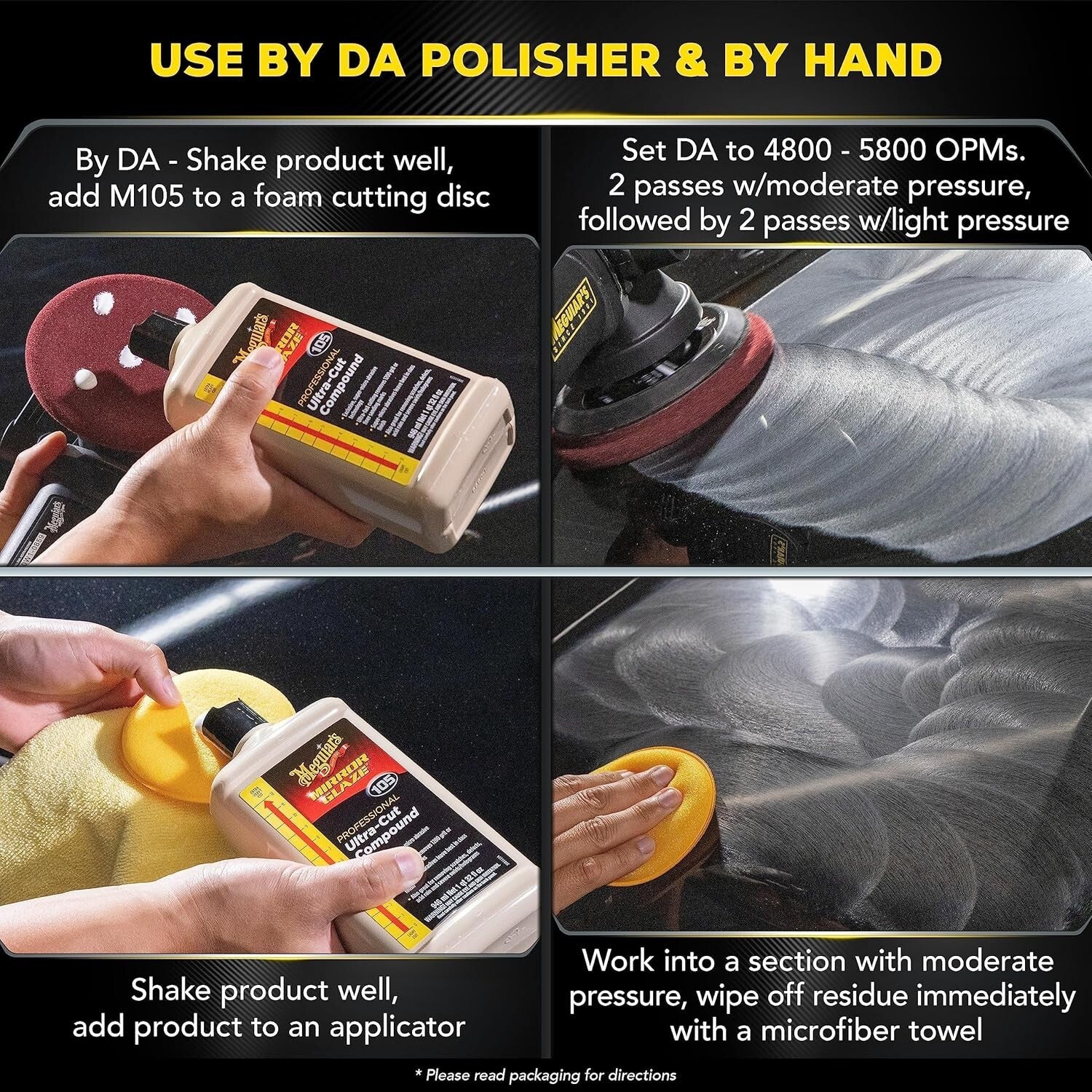 Mirror Finish Car Polish Kit - Meguiar's M105 Compound & Applicators Included