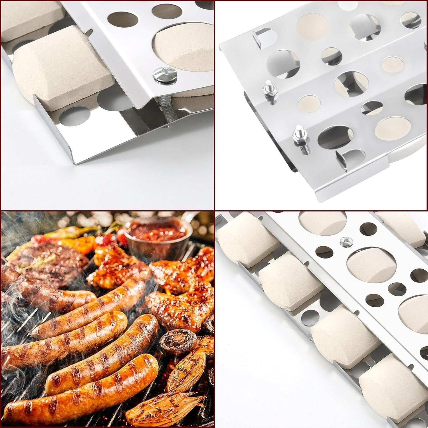 Durable 16.5" Stainless Steel Heat Trays with Ceramic Briquettes for BBQ Grills