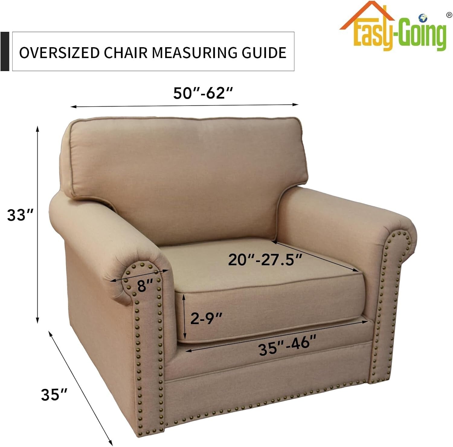 Machine Washable 2-Piece Cover Set for Oversized Chairs - Stain-Resistant Fabric