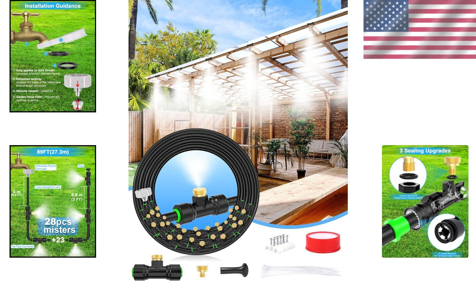 Advanced 27.3m Misting System with Detachable Brass Nozzles for Outdoor Coolness