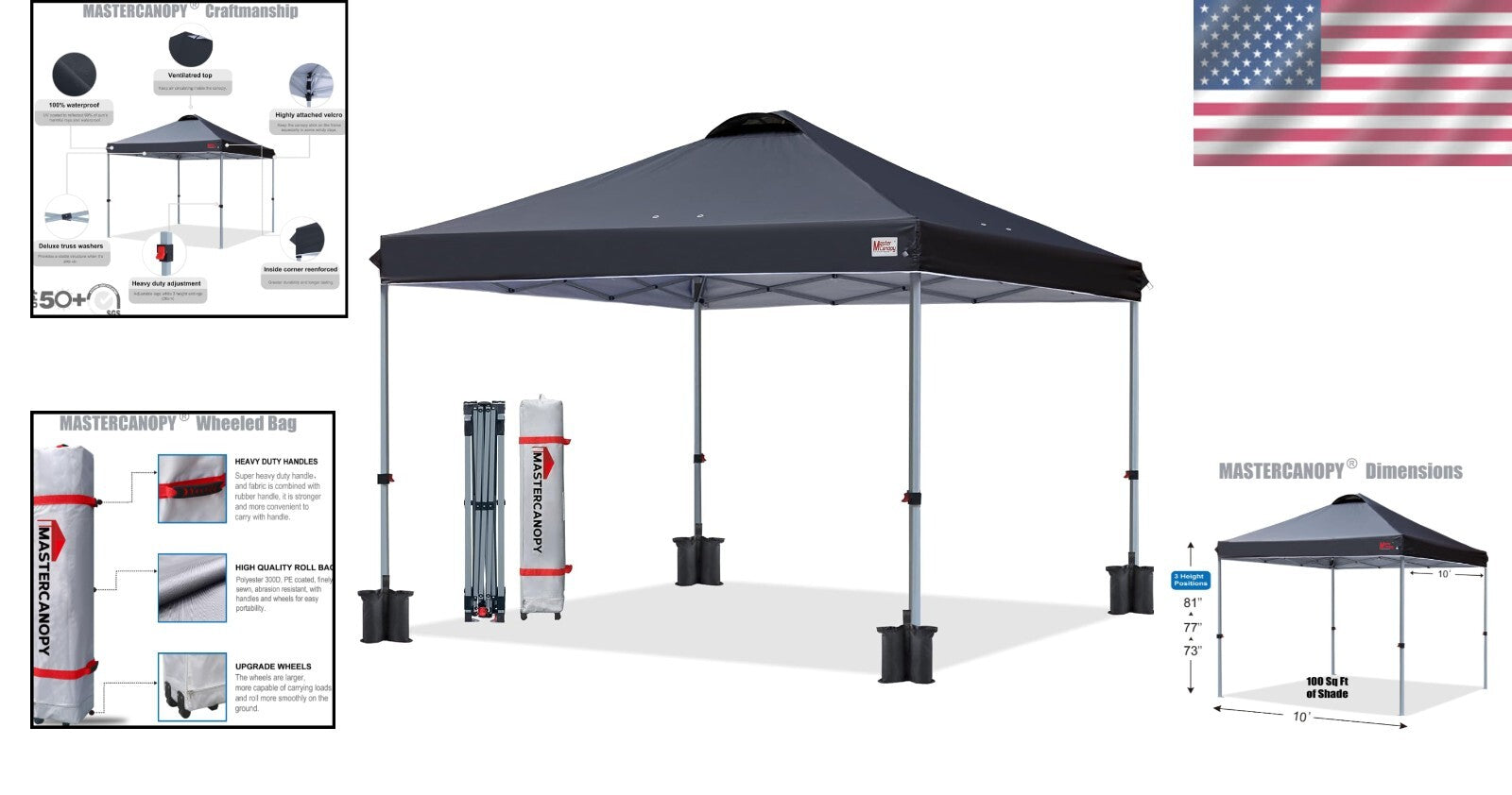 Versatile 10x10 Pop-Up Tent with Height Adjustments for Tailgating and Festivals