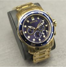 Load image into Gallery viewer, 200m Water Resistant Diver's Chronograph Watch with Blue Dial &amp; Gold Tone Band
