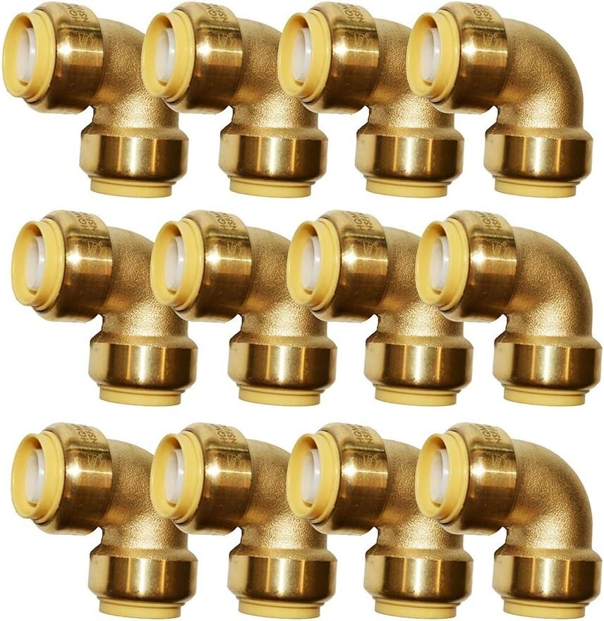 Effortless Installation: 3/4" Push-to-Connect Elbow - 12 pcs Lead-Free Brass