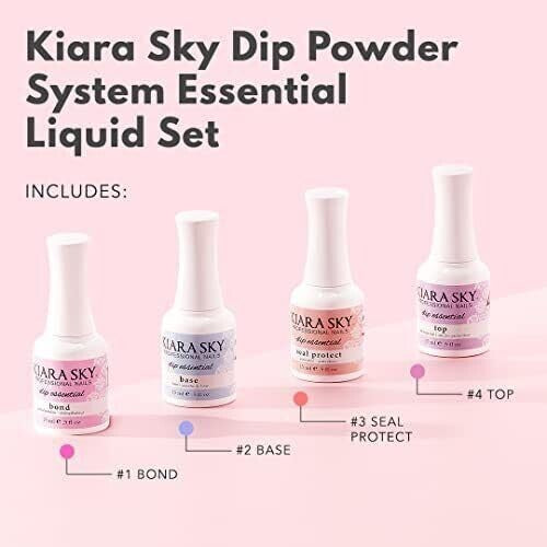 Long-Lasting Dip Manicure Nail Liquid Essentials Kit - 4 Steps for Perfect Nails