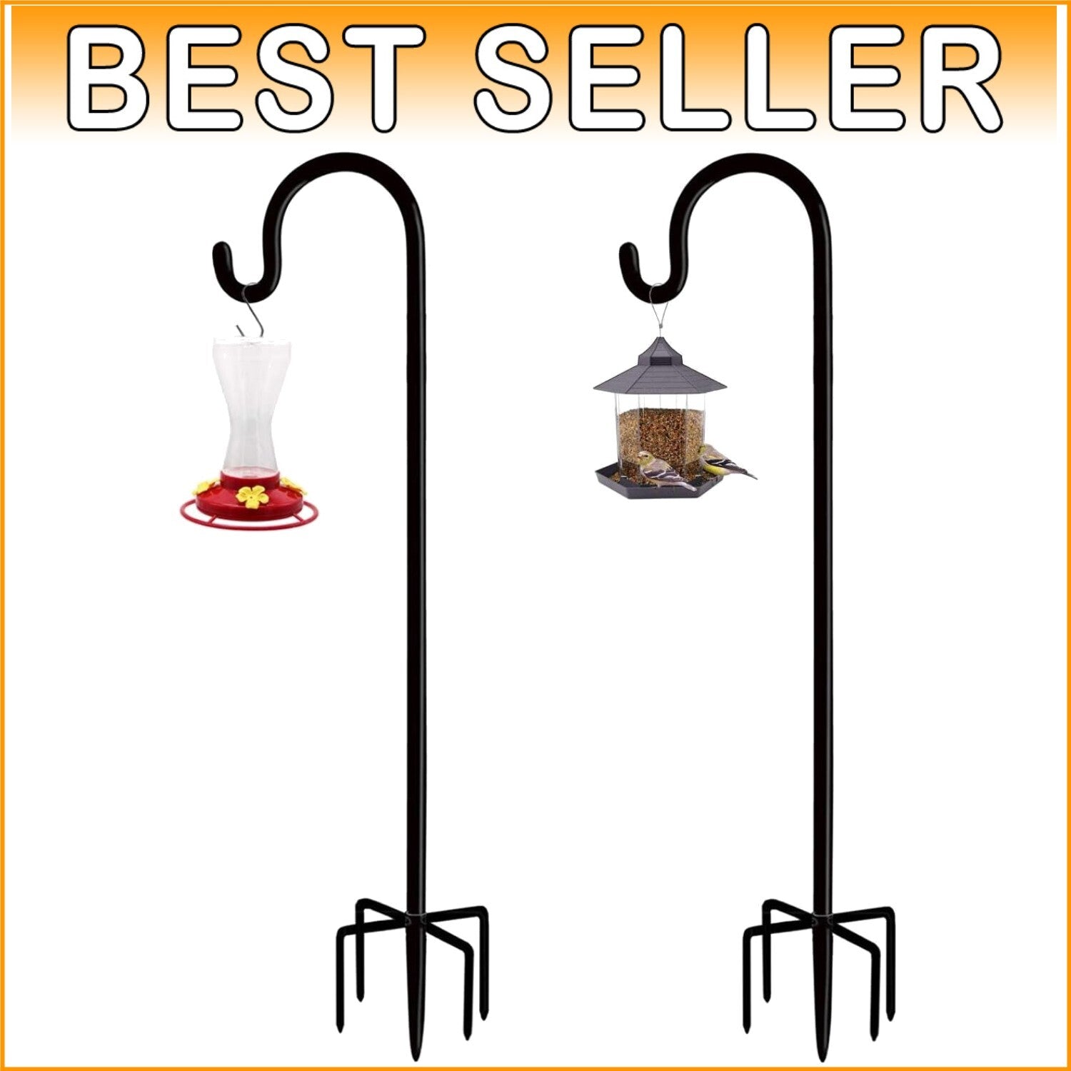 Durable 60” Adjustable Shepherd Hook Stand - Perfect for Bird Feeders and Decor