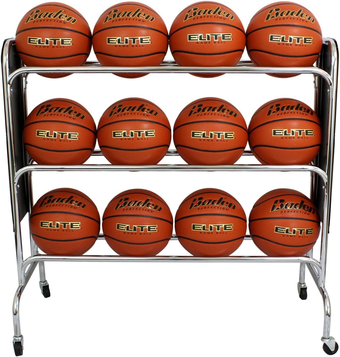 Versatile 3-Tier Basketball Organizer with Locking Wheels - Perfect for Gyms