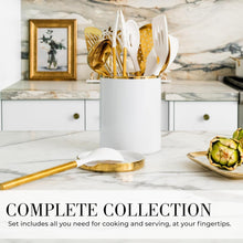 Load image into Gallery viewer, Luxury White Silicone and Gold Stainless Steel Kitchen Utensils Set – 13 Pieces