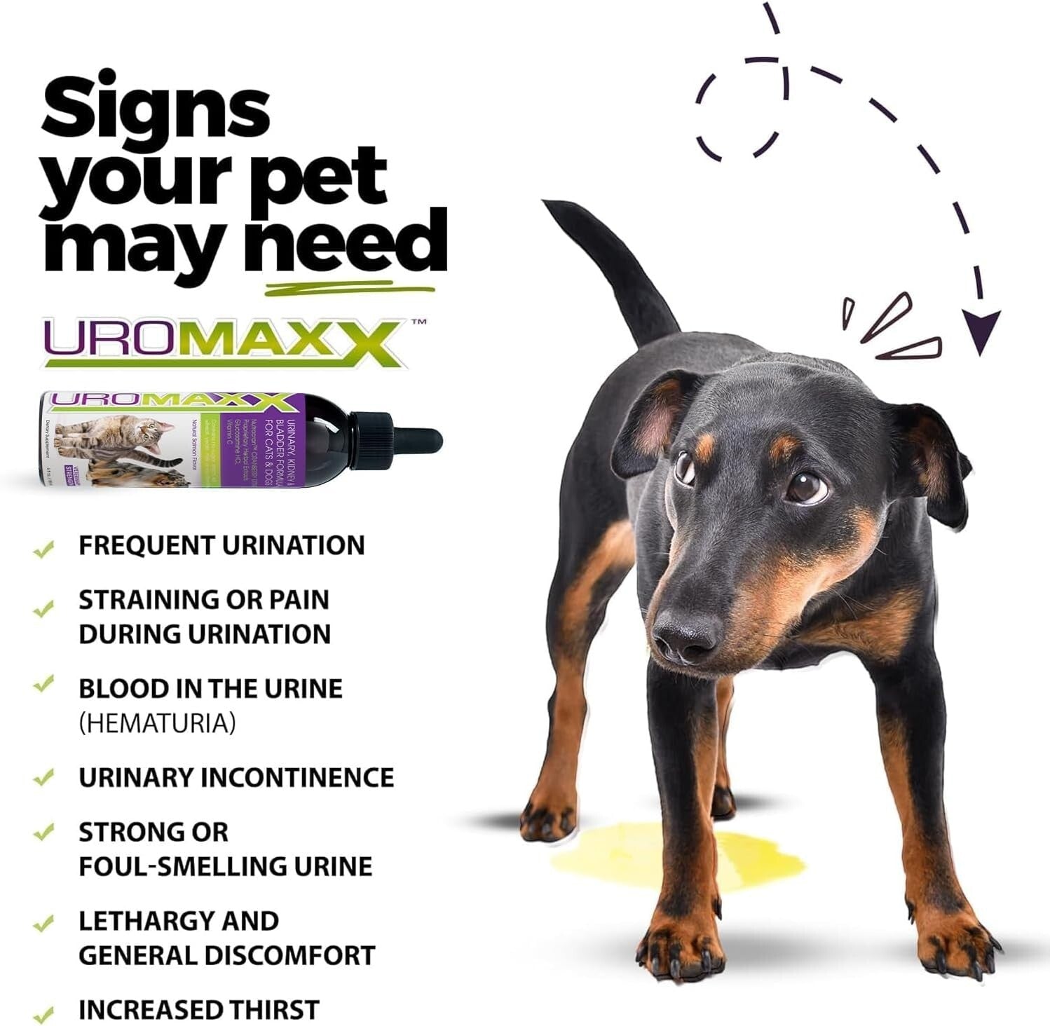 Powerful Bladder & Kidney Support for Dogs and Cats - 2 Bottles, 6 oz Each