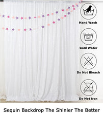 Load image into Gallery viewer, 8FTx10FT White Sequin Fabric Backdrop - No Dropping Sequins for Parties