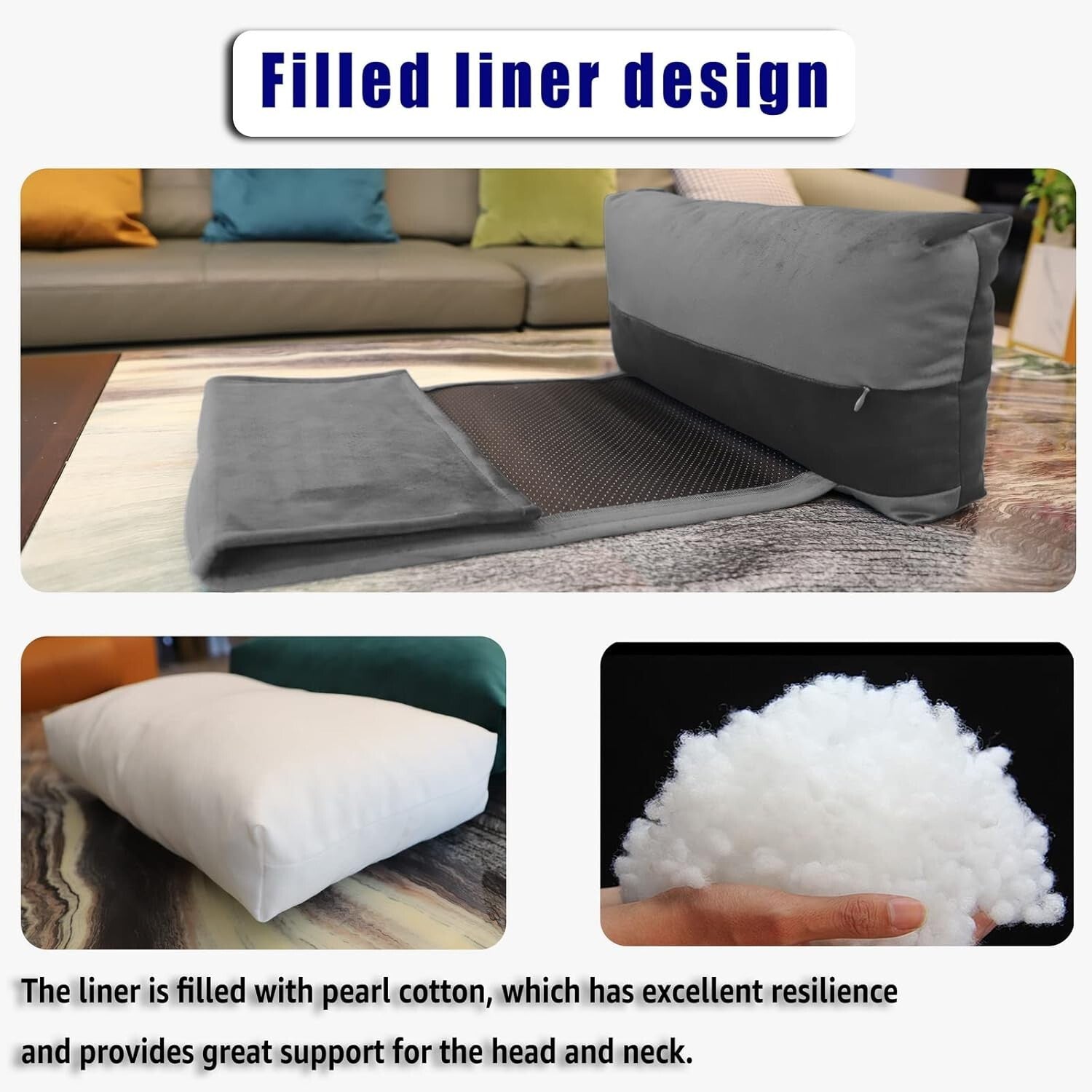 Adjustable Velvet Headrest Pillow - Non-Slip Neck Support for Recliners in Gray