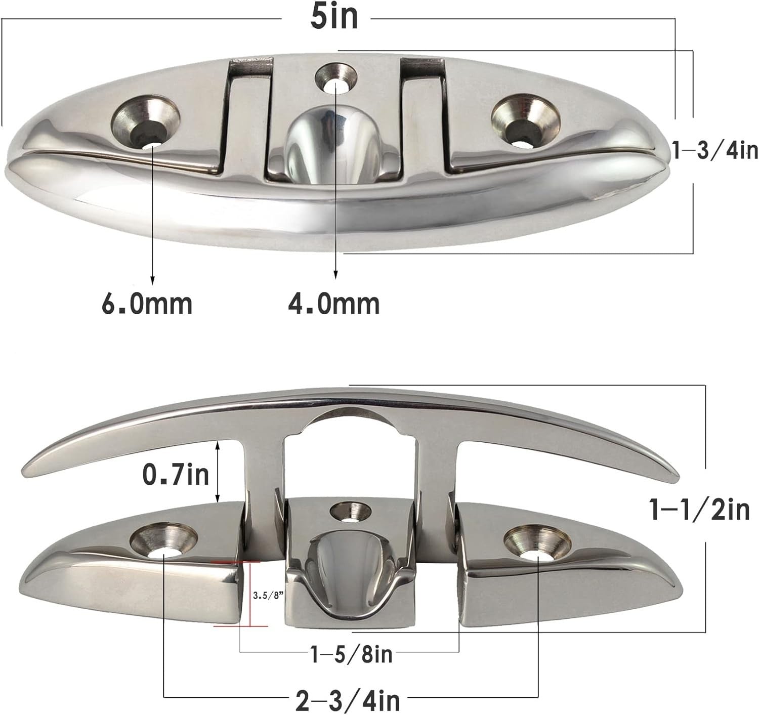 Durable 316 Stainless Steel Boat Cleats - Folding Design, Easy Installation