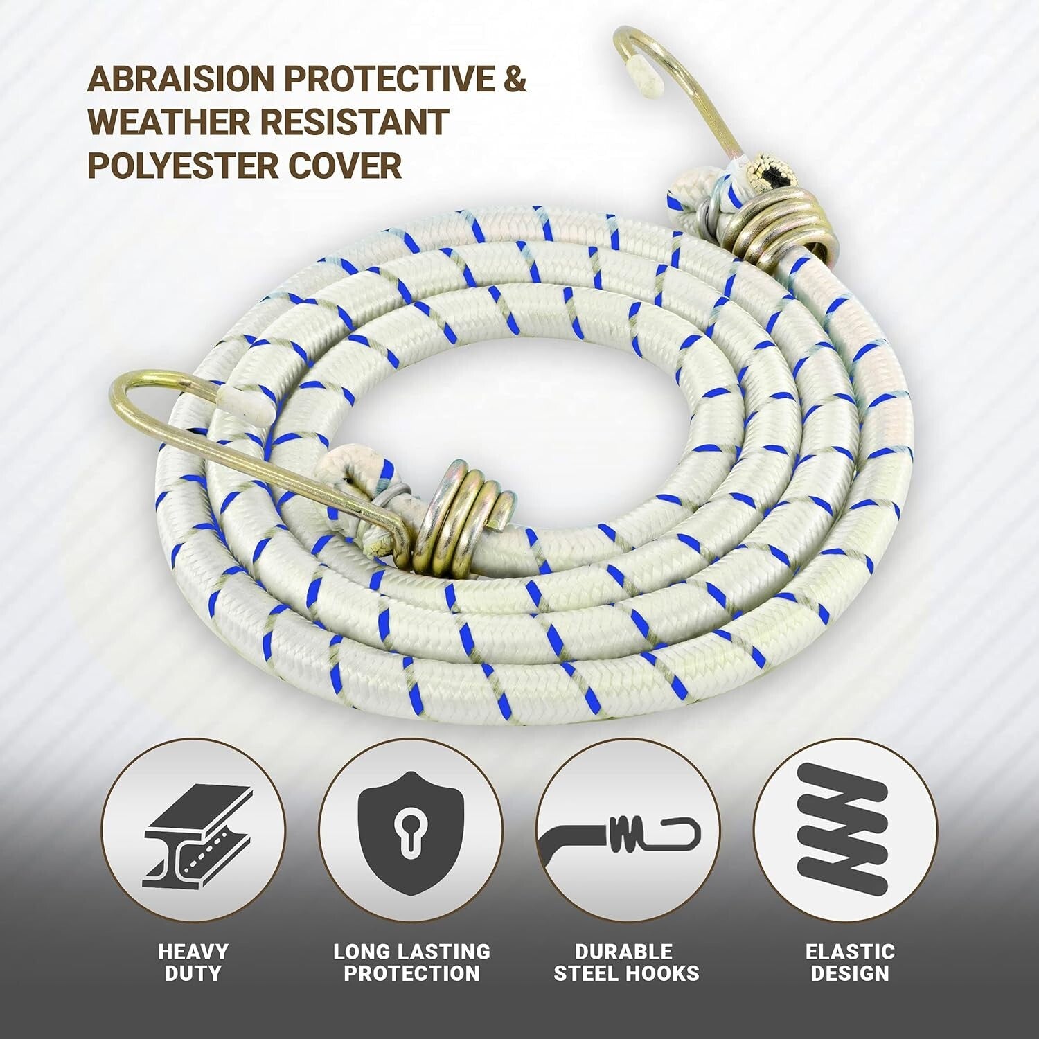 Tensile-Strong 72" Bungee Cord Set with Tough Steel Hooks – 12 Durable Straps