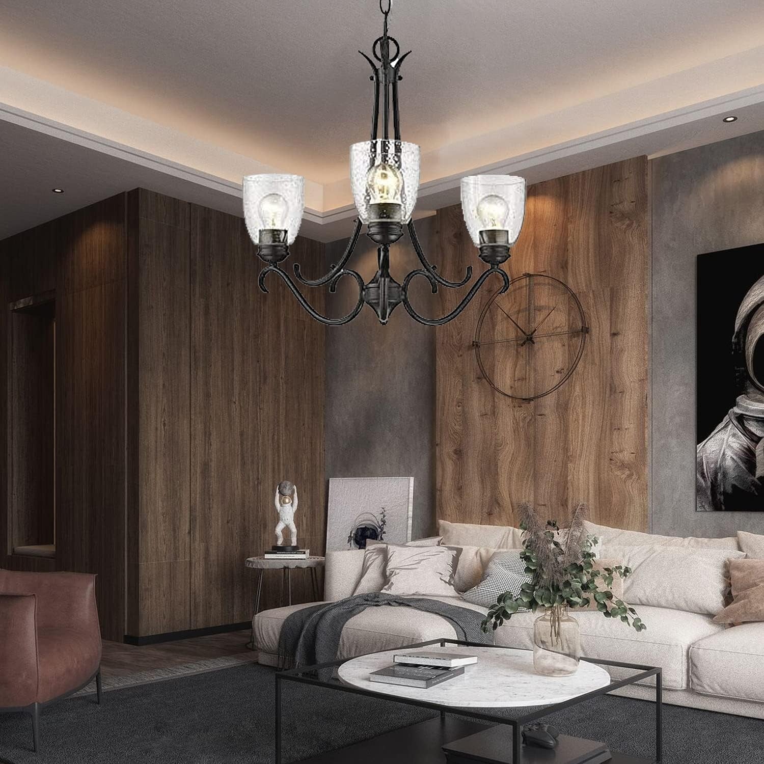 Elegant 4-Pack Seeded Glass Lamp Shades, 2-1/8" Fitter for Contemporary Style