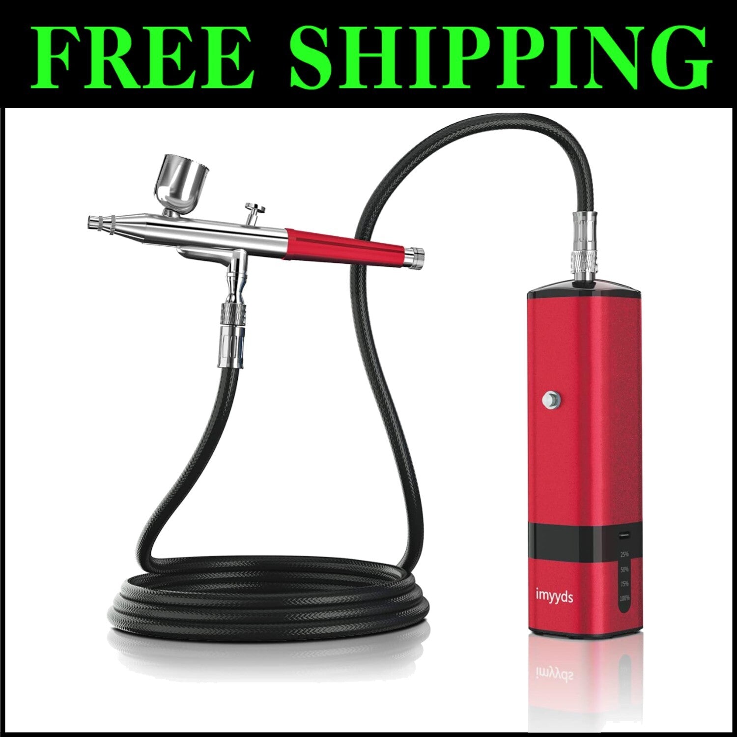 Portable Dual-Action Cordless Airbrush Kit - 32 PSI Compressor and Hose Set