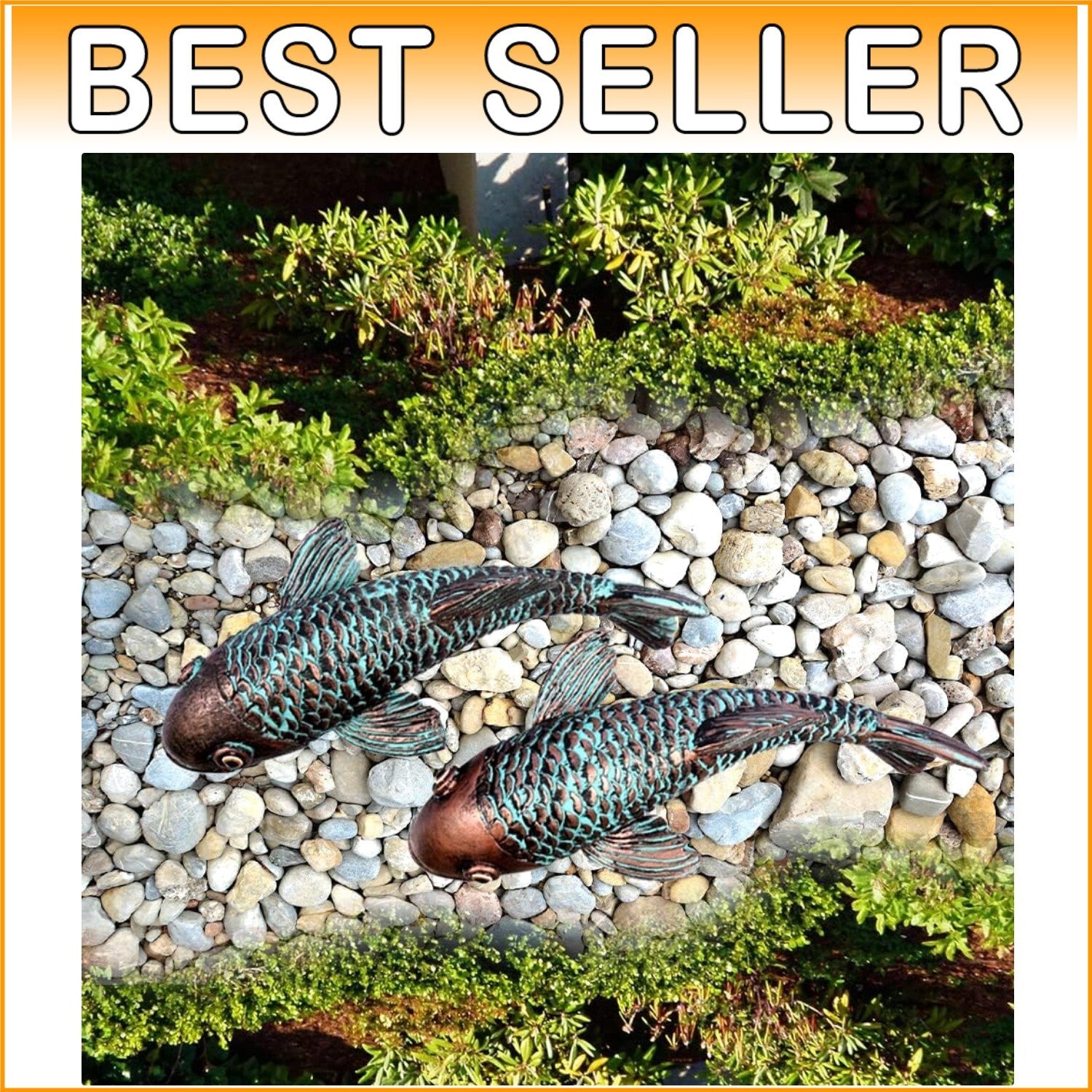 Set of 2 Antique Koi Fish Garden Sculptures - Elegant Resin Statues for Outdoors