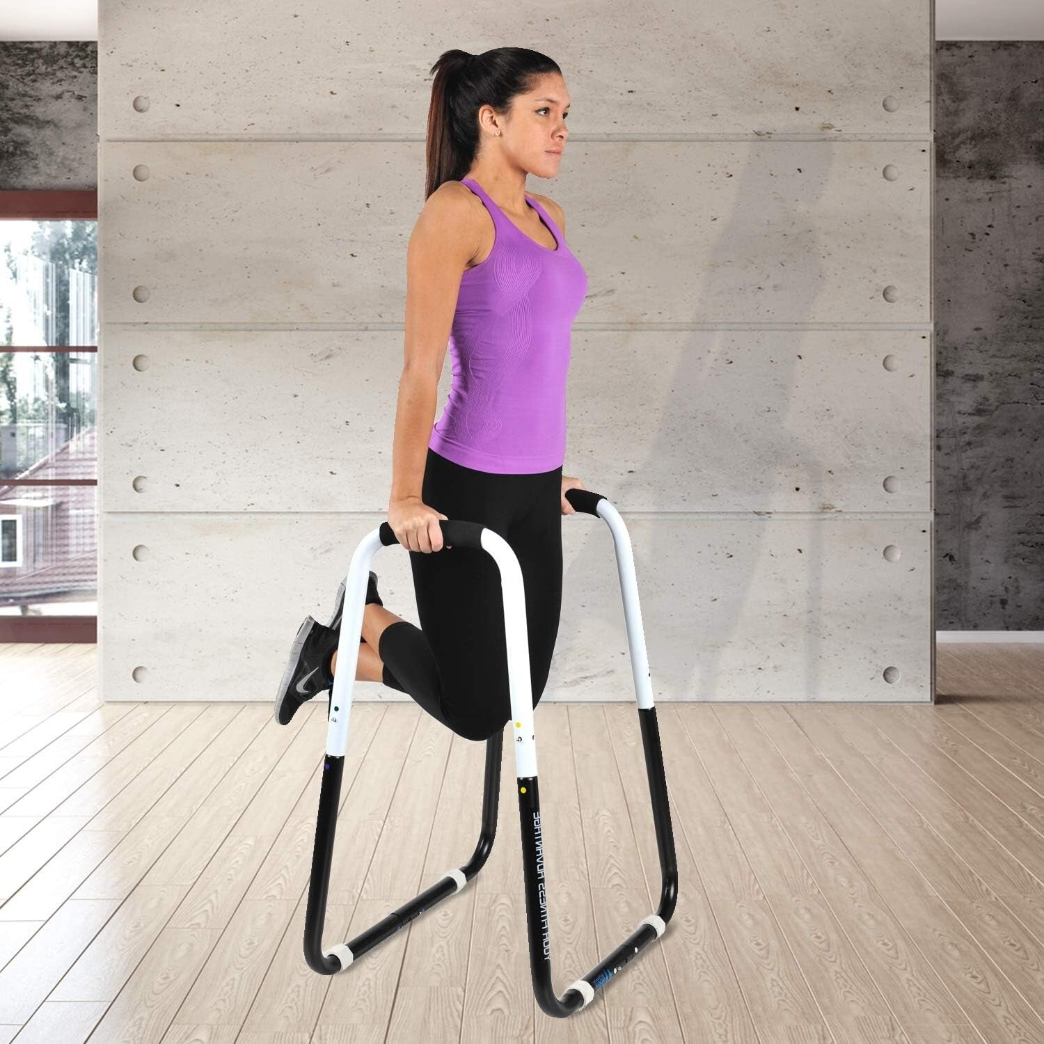 Adjustable Folding Dip Station with Angled Grips - Stable & Compact Design