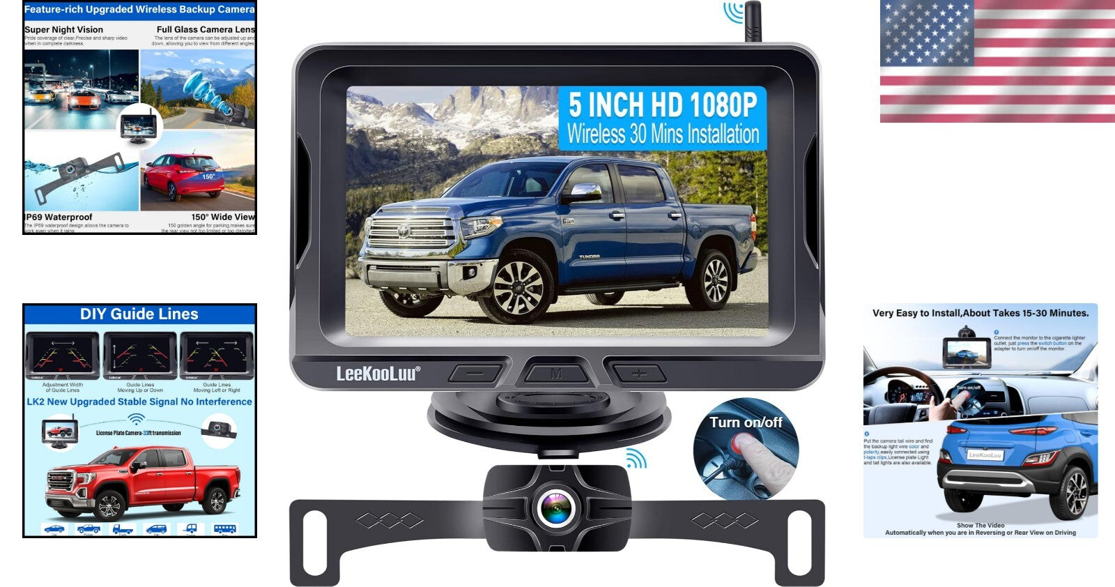 Effortless Install 1080P Wireless Backup Camera & 5" Monitor for Safe Reversing