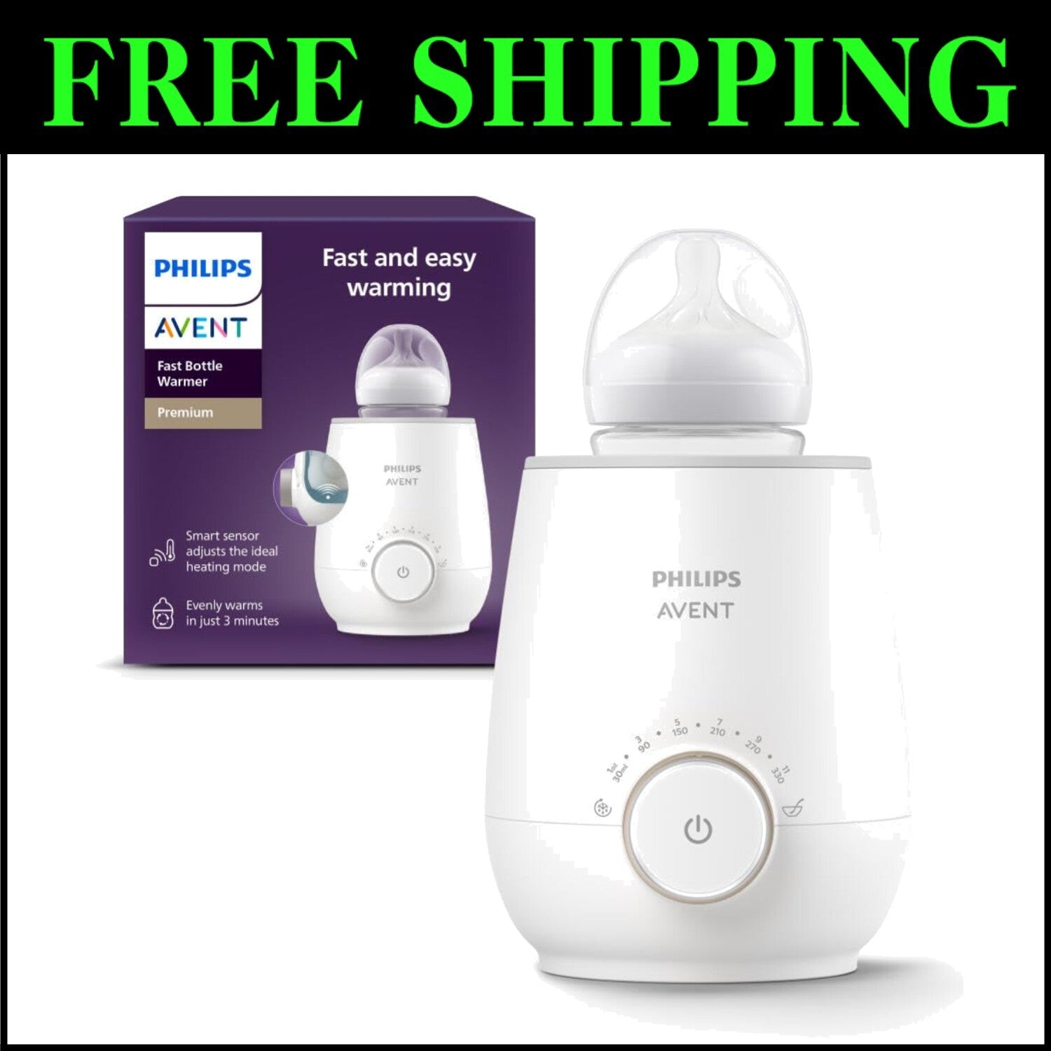 Compact Philips Bottle Warmer - Gentle Heating for Milk & Baby Food in Minutes