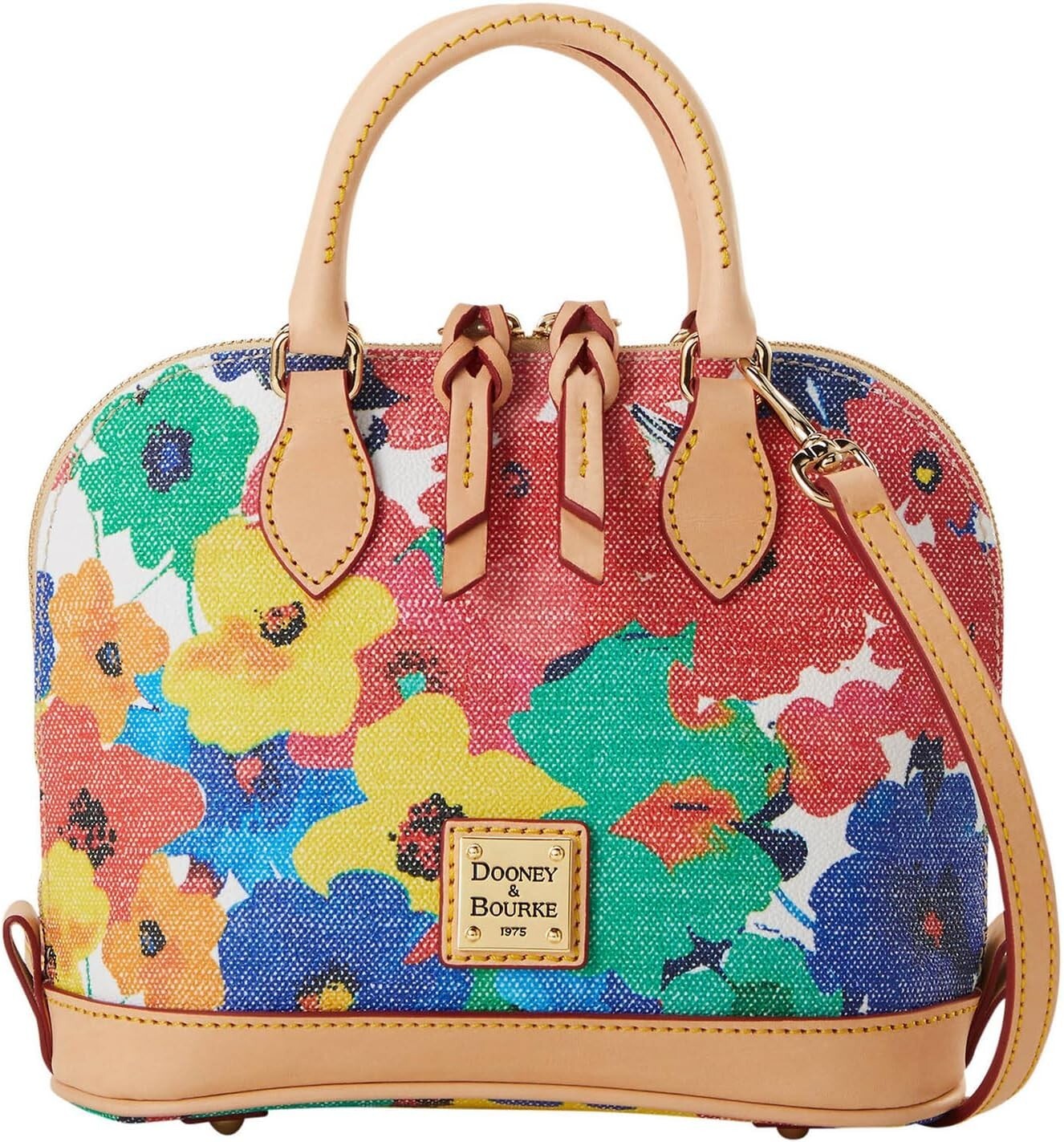 Elegant Watercolor Print Handbag - Durable Cotton with Zipper Closure