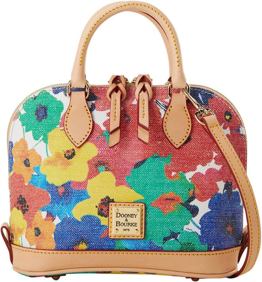 Elegant Watercolor Print Handbag - Durable Cotton with Zipper Closure