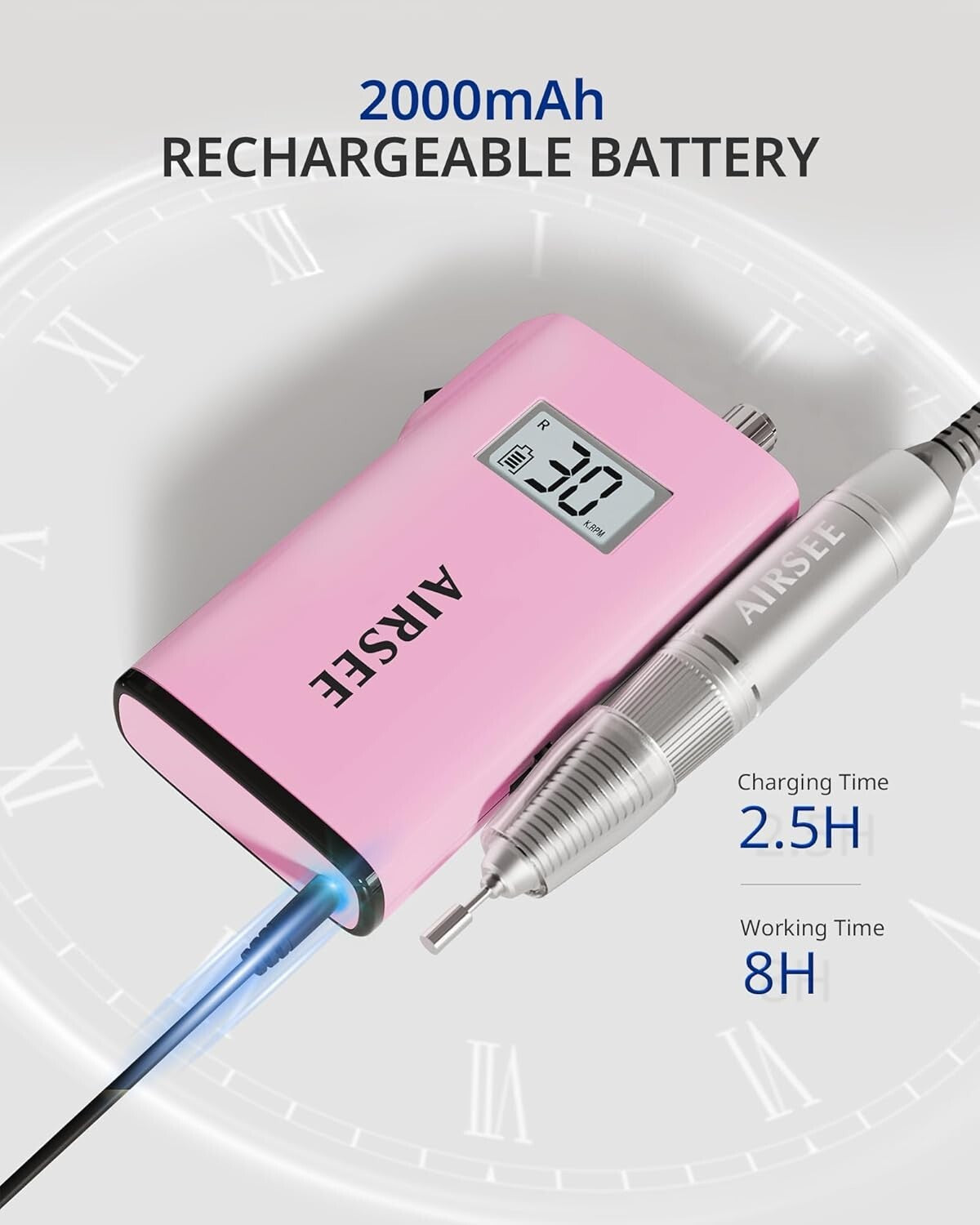 Versatile Nail Drill Machine - Cordless & Adjustable RPM for Precision Nail Care