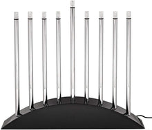 Load image into Gallery viewer, Modern Chanukah Menorah - Black &amp; Silver LED Design with Multi-Power Options