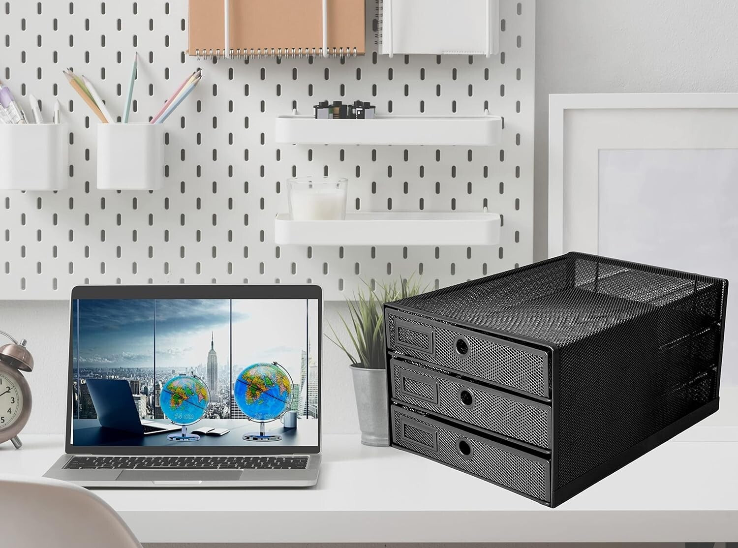 Compact 3-Drawer Letter Tray for Stylish Organization of Documents and Magazines