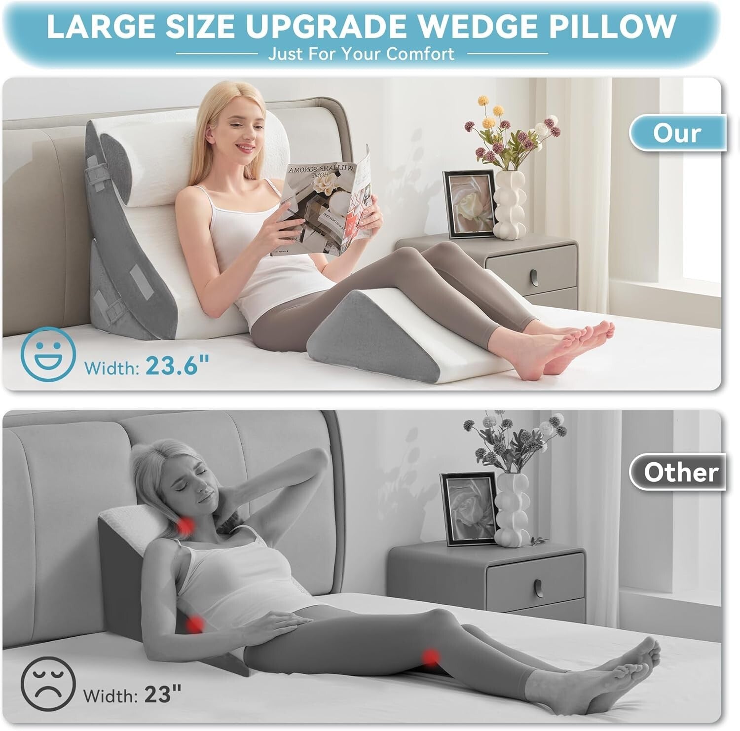 4-Piece Orthopedic Wedge Pillow Set - Memory Foam for Comfort & Recovery