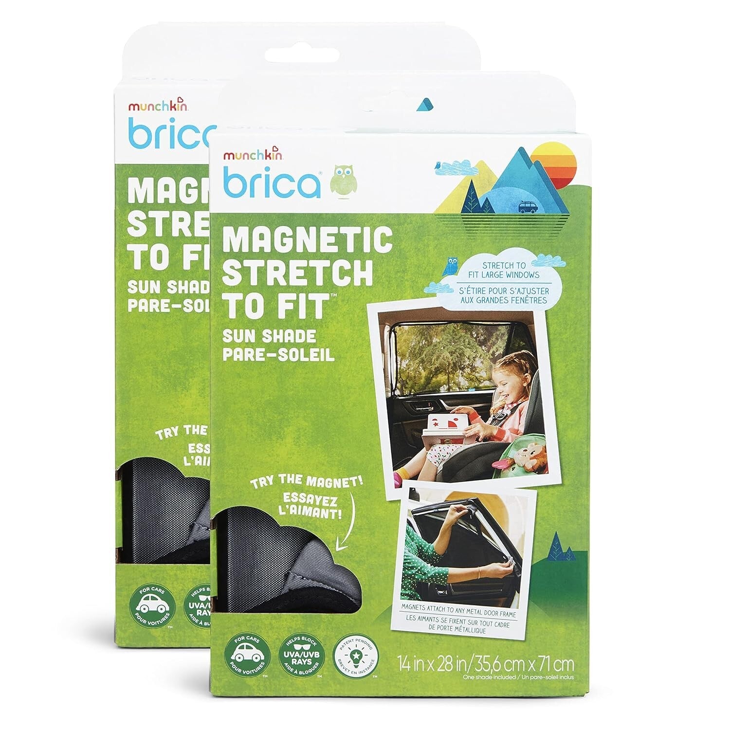 2 Pack Brica Magnetic Sun Shades - Effortless Installation for Safe Sun Exposure