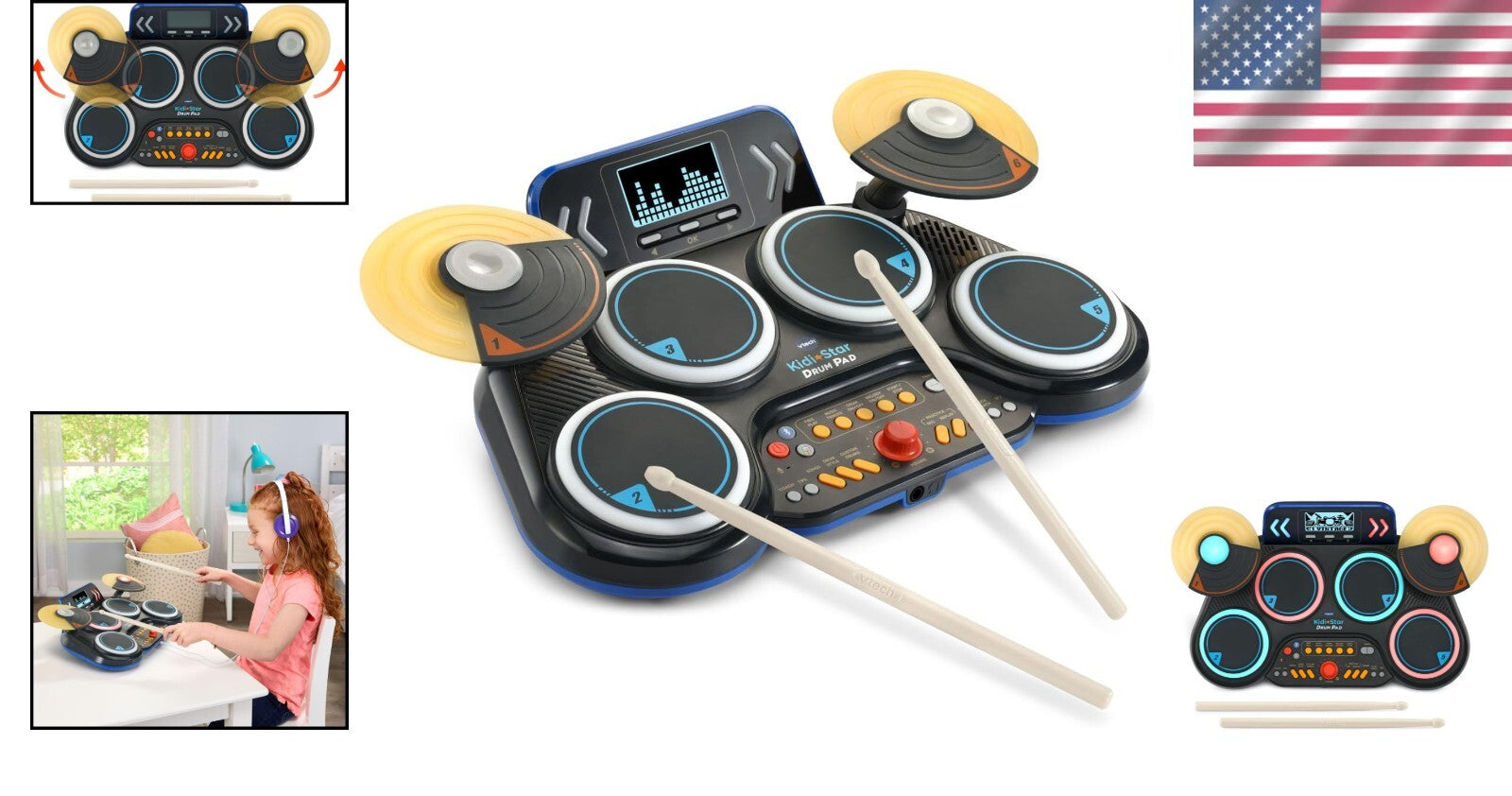 Interactive Kidi Star Drum Pad for Kids - Bluetooth, Recording & Games Included