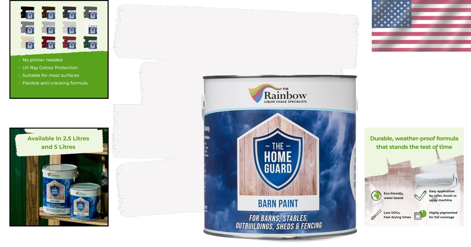 Premium White Exterior Paint: 323 sq ft Coverage - Crack & Rot Protection [2.5L]