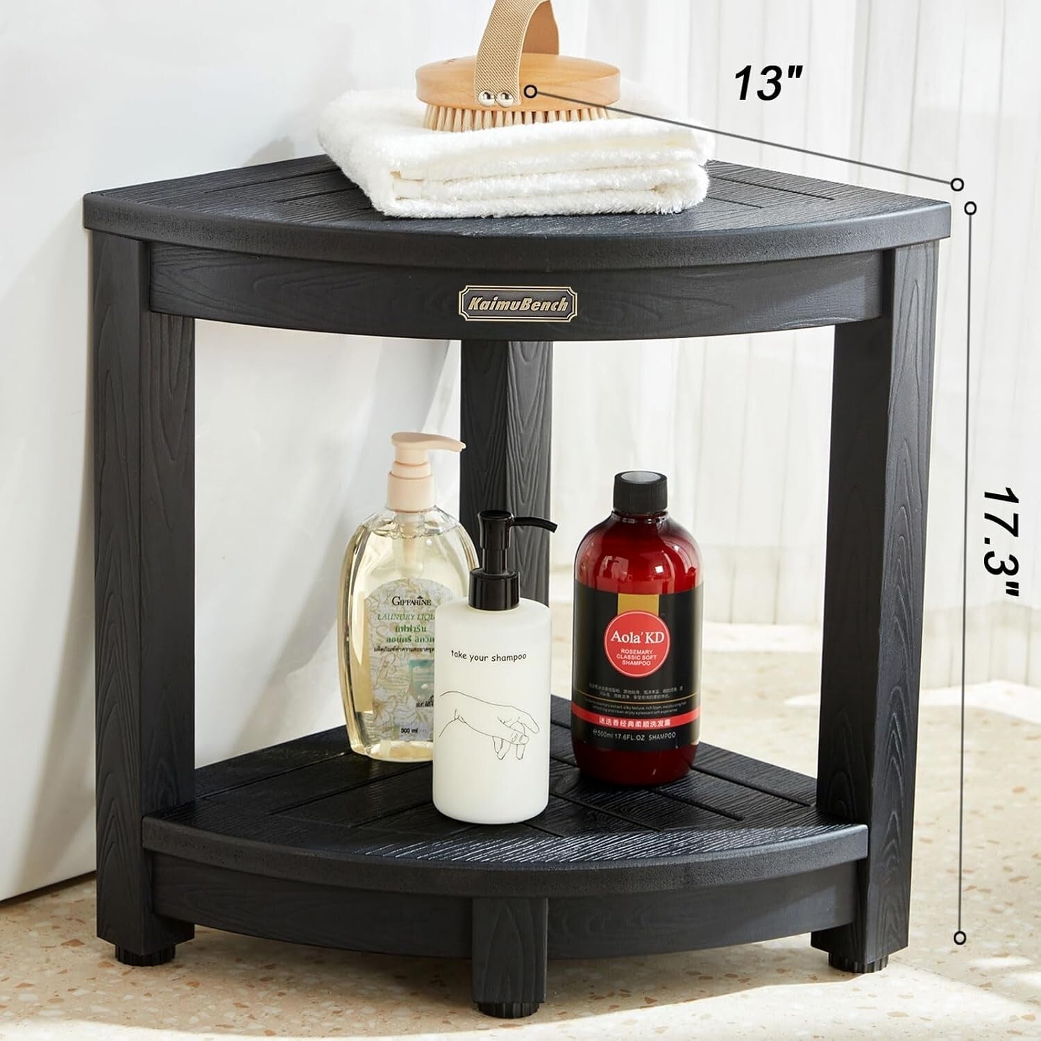 Lightweight Poly Lumber Corner Shower Seat - Versatile Multi-Functional Bench